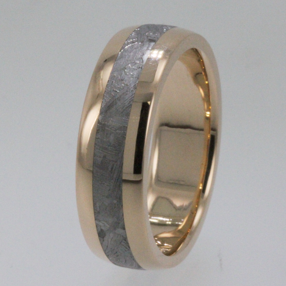 Titanium ring with Meteorite inlay