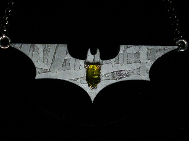 Seymchan Meteorite Batman Pendant with Admire Pallasite Meteorite Peridot