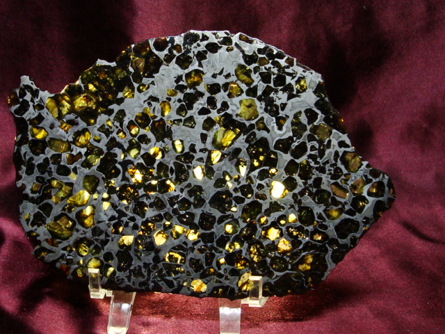 Seymchan Pallasite Meteorite Slice - 166.3 grams